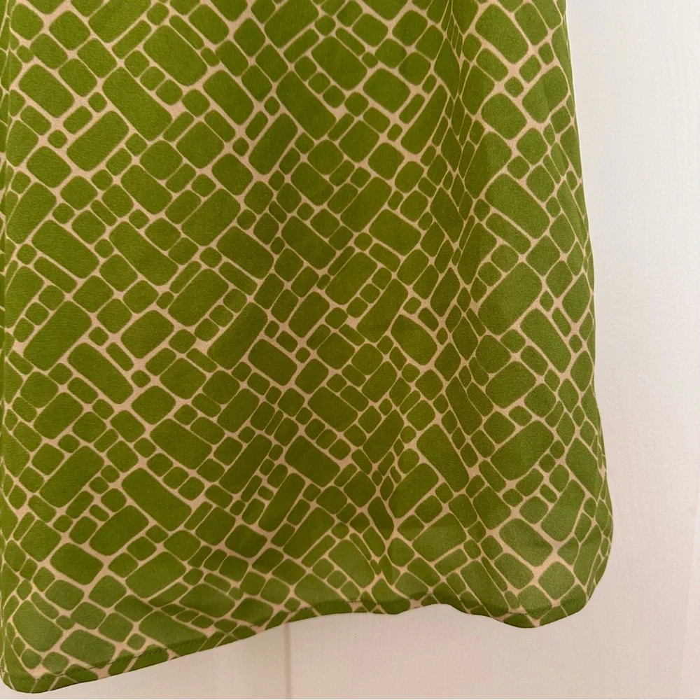 CAbi Olive Green Geometric Sleeveless Blouse